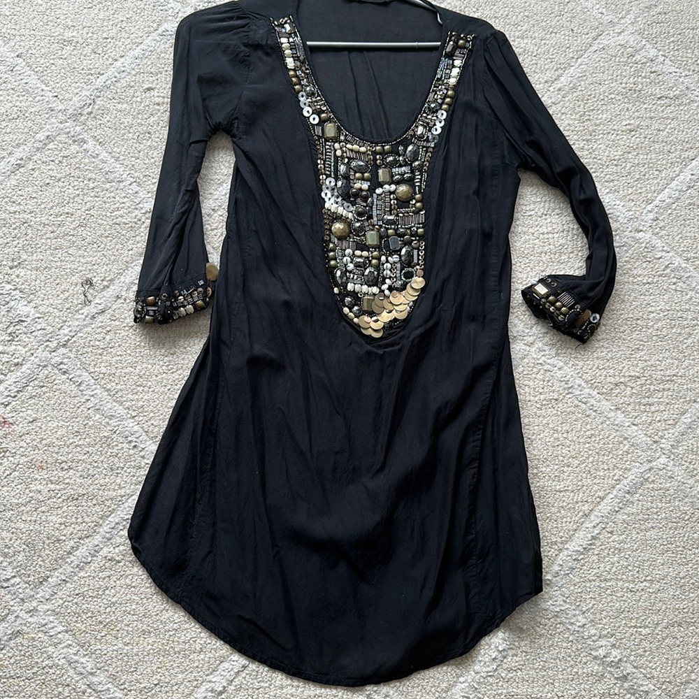 Black beaded long top from Zara